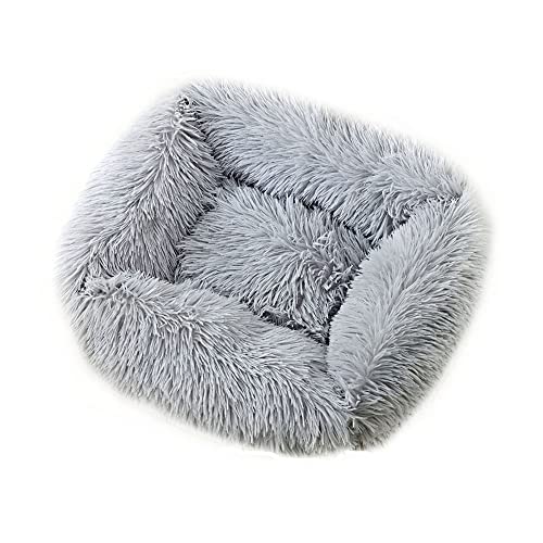 Chickwin Hundebett Hundekissen Flauschiges Plüsch Warmer Donut Katzenbettfür Katzen Und Kleine Mittelgroße Hunde Waschbar Haustierbett (XS(43X35X20CM),Hellgrau) von Chickwin