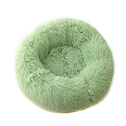 Chickwin Hundebett Rund Hundekissen Flauschiges Plüsch Warmer Donut Katzenbettfür Katzen Und Hunde Waschbar Haustierbett (Grün,40cm) von Chickwin