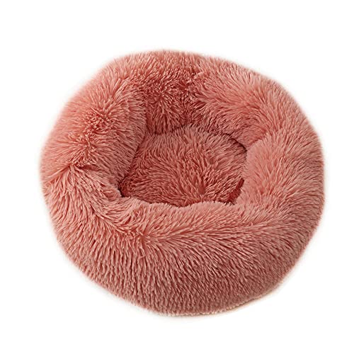 Chickwin Hundebett Rund Hundekissen Flauschiges Plüsch Warmer Donut Katzenbettfür Katzen Und Hunde Waschbar Haustierbett (Krabbenrosa,50cm) von Chickwin