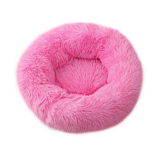 Chickwin Hundebett Rund Hundekissen Flauschiges Plüsch Warmer Donut Katzenbettfür Katzen Und Hunde Waschbar Haustierbett (Rosa,50cm) von Chickwin