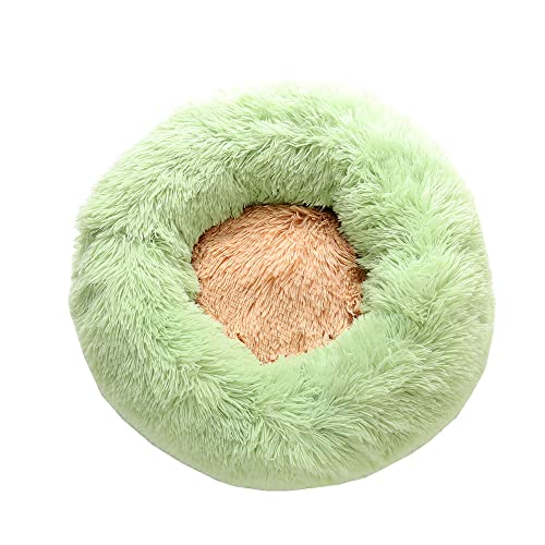 Chickwin Hundebett Rund Hundekissen Flauschiges Plüsch Warmer Patchwork Donut Katzenbettfür Katzen Und Kleine Mittelgroße Hunde Waschbar Haustierbett (70cm,Obst grün) von Chickwin