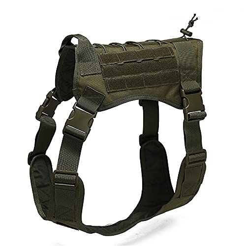 Chickw1 Hundegeschirr für Große Hunde, Brustgeschirr Anti Zug Sicherheitsgeschirr No-Pull Dog Harness Geschirr Verstellbar Hundeweste Atmungsaktiv (L,Armeegrün) von Chickwing