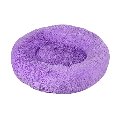 Chickw1 Rund Hundebett für Hunde und Katzen, Warm Weich Katzenbett Donut Plüsches Bett, Waschbar rutschfest Base Haustierbett für Kleine, Mittelgroße und Große Hunde (100CM,Lila) von Chickwing