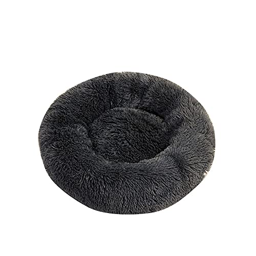 Chickw1 Rund Hundebett für Hunde und Katzen, Warm Weich Katzenbett Donut Plüsches Bett, Waschbar rutschfest Base Haustierbett für Kleine, Mittelgroße und Große Hunde (110CM,Dunkelgrau) von Chickwing