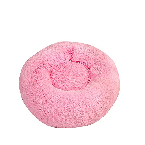 Chickw1 Rund Hundebett für Hunde und Katzen, Warm Weich Katzenbett Donut Plüsches Bett, Waschbar rutschfest Base Haustierbett für Kleine, Mittelgroße und Große Hunde (110CM,Rosa) von Chickwing