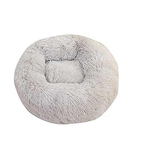 Chickw1 Rund Hundebett für Hunde und Katzen, Warm Weich Katzenbett Donut Plüsches Bett, Waschbar rutschfest Base Haustierbett für Kleine, Mittelgroße und Große Hunde (110CM,hellgrau) von Chickwing