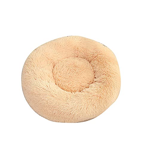 Chickw1 Rund Hundebett für Hunde und Katzen, Warm Weich Katzenbett Donut Plüsches Bett, Waschbar rutschfest Base Haustierbett für Kleine, Mittelgroße und Große Hunde (40CM,Aprikose) von Chickwing