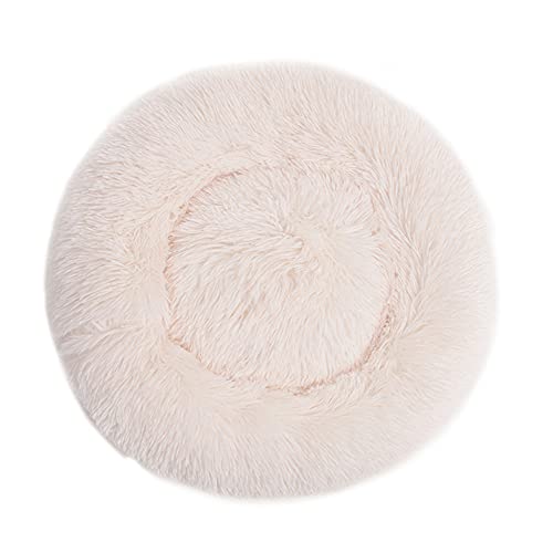 Chickw1 Rund Hundebett für Hunde und Katzen, Warm Weich Katzenbett Donut Plüsches Bett, Waschbar rutschfest Base Haustierbett für Kleine, Mittelgroße und Große Hunde (40CM,Beige) von Chickwing