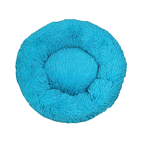 Chickw1 Rund Hundebett für Hunde und Katzen, Warm Weich Katzenbett Donut Plüsches Bett, Waschbar rutschfest Base Haustierbett für Kleine, Mittelgroße und Große Hunde (40CM,Blau) von Chickwing