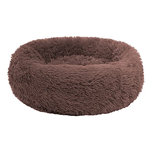 Chickw1 Rund Hundebett für Hunde und Katzen, Warm Weich Katzenbett Donut Plüsches Bett, Waschbar rutschfest Base Haustierbett für Kleine, Mittelgroße und Große Hunde (40CM,Braun) von Chickwing