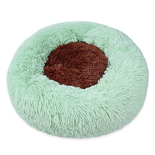 Chickw1 Rund Hundebett für Hunde und Katzen, Warm Weich Katzenbett Donut Plüsches Bett, Waschbar rutschfest Base Haustierbett für Kleine, Mittelgroße und Große Hunde (40CM,Grün) von Chickwing