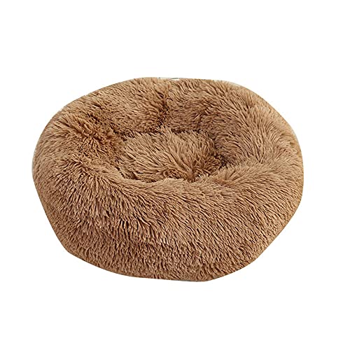 Chickw1 Rund Hundebett für Hunde und Katzen, Warm Weich Katzenbett Donut Plüsches Bett, Waschbar rutschfest Base Haustierbett für Kleine, Mittelgroße und Große Hunde (40CM,Khaki) von Chickwing