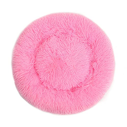 Chickw1 Rund Hundebett für Hunde und Katzen, Warm Weich Katzenbett Donut Plüsches Bett, Waschbar rutschfest Base Haustierbett für Kleine, Mittelgroße und Große Hunde (60CM,Rosa) von Chickwing