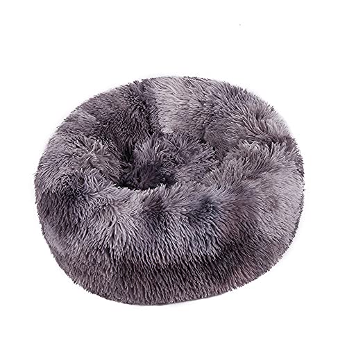 Chickw1 Rund Hundebett für Hunde und Katzen, Warm Weich Katzenbett Donut Plüsches Bett, Waschbar rutschfest Base Haustierbett für Kleine, Mittelgroße und Große Hunde (Batik dunkelgrau,110CM) von Chickwing