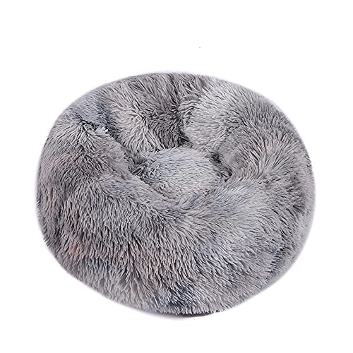 Chickw1 Rund Hundebett für Hunde und Katzen, Warm Weich Katzenbett Donut Plüsches Bett, Waschbar rutschfest Base Haustierbett für Kleine, Mittelgroße und Große Hunde (Batik hellgrau,110CM) von Chickwing