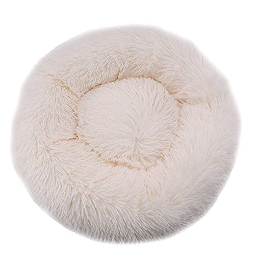 Chickw1 Rund Hundebett für Hunde und Katzen, Warm Weich Katzenbett Donut Plüsches Bett, Waschbar rutschfest Base Haustierbett für Kleine, Mittelgroße und Große Hunde (Beige,120CM) von Chickwing