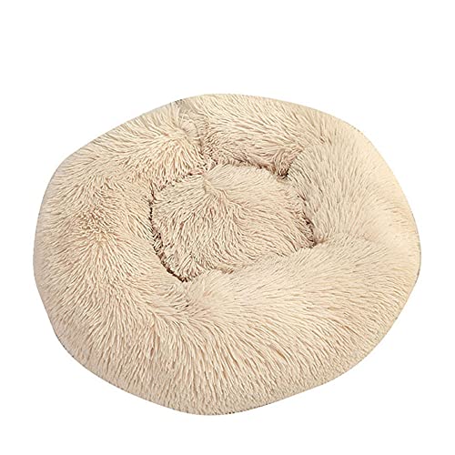 Chickw1 Rund Hundebett für Hunde und Katzen, Warm Weich Katzenbett Donut Plüsches Bett, Waschbar rutschfest Base Haustierbett für Kleine, Mittelgroße und Große Hunde (Beigebraun,110CM) von Chickwing