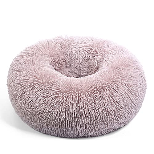 Chickw1 Rund Hundebett für Hunde und Katzen, Warm Weich Katzenbett Donut Plüsches Bett, Waschbar rutschfest Base Haustierbett für Kleine, Mittelgroße und Große Hunde (Beigebraun,120CM) von Chickwing