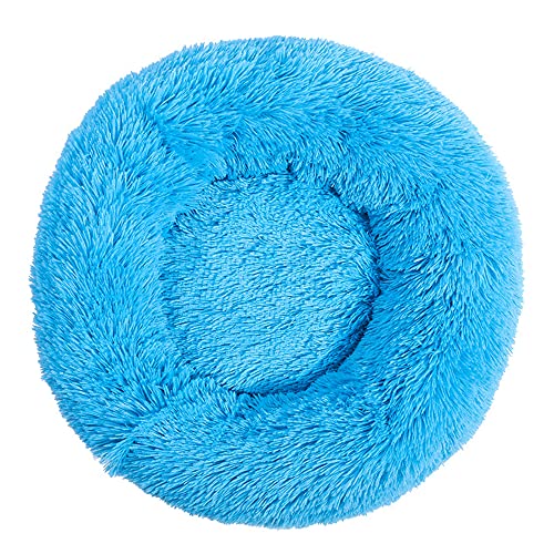 Chickw1 Rund Hundebett für Hunde und Katzen, Warm Weich Katzenbett Donut Plüsches Bett, Waschbar rutschfest Base Haustierbett für Kleine, Mittelgroße und Große Hunde (Blau,120CM) von Chickwing