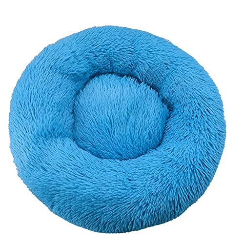 Chickw1 Rund Hundebett für Hunde und Katzen, Warm Weich Katzenbett Donut Plüsches Bett, Waschbar rutschfest Base Haustierbett für Kleine, Mittelgroße und Große Hunde (Blau,120CM) von Chickwing