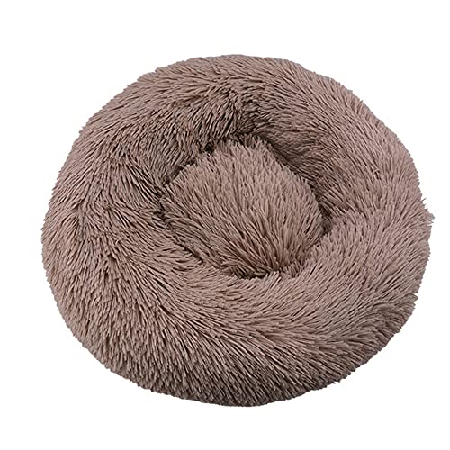 Chickw1 Rund Hundebett für Hunde und Katzen, Warm Weich Katzenbett Donut Plüsches Bett, Waschbar rutschfest Base Haustierbett für Kleine, Mittelgroße und Große Hunde (Braun,120CM) von Chickwing