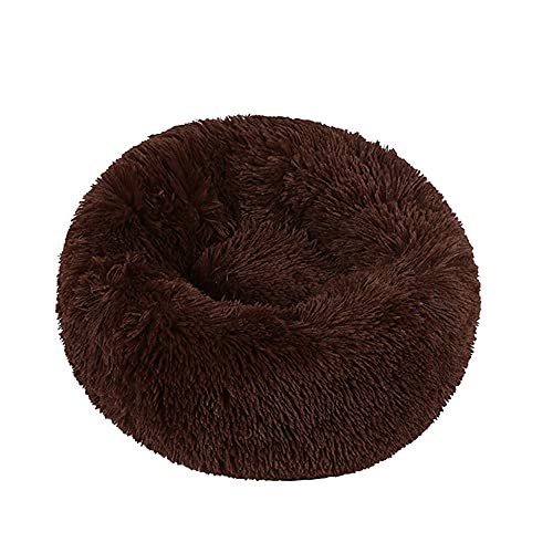 Chickw1 Rund Hundebett für Hunde und Katzen, Warm Weich Katzenbett Donut Plüsches Bett, Waschbar rutschfest Base Haustierbett für Kleine, Mittelgroße und Große Hunde (Braun,40CM) von Chickwing