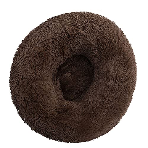 Chickw1 Rund Hundebett für Hunde und Katzen, Warm Weich Katzenbett Donut Plüsches Bett, Waschbar rutschfest Base Haustierbett für Kleine, Mittelgroße und Große Hunde (Braun,50CM) von Chickwing