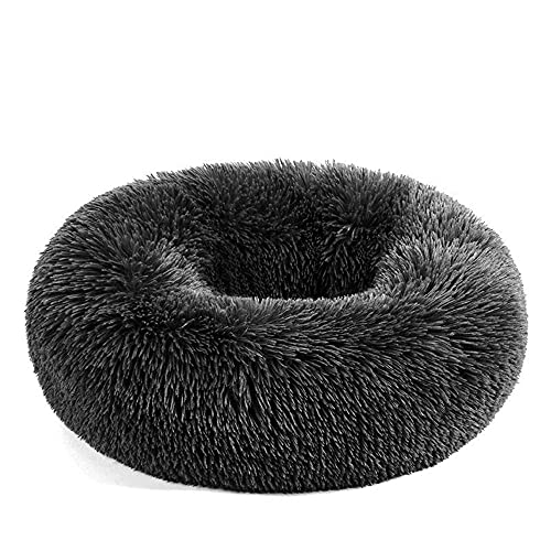 Chickw1 Rund Hundebett für Hunde und Katzen, Warm Weich Katzenbett Donut Plüsches Bett, Waschbar rutschfest Base Haustierbett für Kleine, Mittelgroße und Große Hunde (Dunkelgrau,120CM) von Chickwing