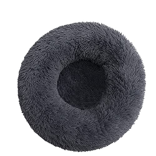 Chickw1 Rund Hundebett für Hunde und Katzen, Warm Weich Katzenbett Donut Plüsches Bett, Waschbar rutschfest Base Haustierbett für Kleine, Mittelgroße und Große Hunde (Dunkelgrau,120CM) von Chickwing