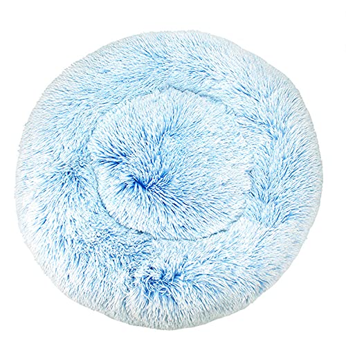 Chickw1 Rund Hundebett für Hunde und Katzen, Warm Weich Katzenbett Donut Plüsches Bett, Waschbar rutschfest Base Haustierbett für Kleine, Mittelgroße und Große Hunde (Farbverlauf blau,110CM) von Chickwing