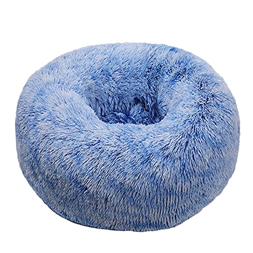 Chickw1 Rund Hundebett für Hunde und Katzen, Warm Weich Katzenbett Donut Plüsches Bett, Waschbar rutschfest Base Haustierbett für Kleine, Mittelgroße und Große Hunde (Farbverlauf blau,120CM) von Chickwing