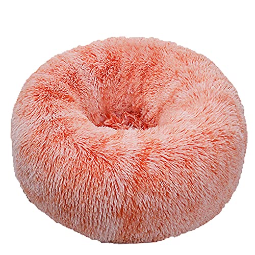 Chickw1 Rund Hundebett für Hunde und Katzen, Warm Weich Katzenbett Donut Plüsches Bett, Waschbar rutschfest Base Haustierbett für Kleine, Mittelgroße und Große Hunde (Farbverlauf orange,110CM) von Chickwing