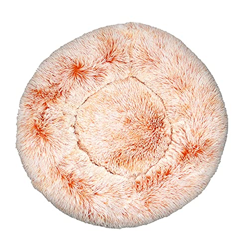 Chickw1 Rund Hundebett für Hunde und Katzen, Warm Weich Katzenbett Donut Plüsches Bett, Waschbar rutschfest Base Haustierbett für Kleine, Mittelgroße und Große Hunde (Farbverlauf orange,110CM) von Chickwing