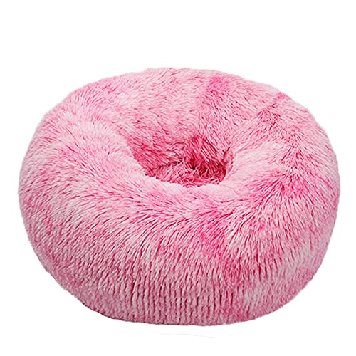 Chickw1 Rund Hundebett für Hunde und Katzen, Warm Weich Katzenbett Donut Plüsches Bett, Waschbar rutschfest Base Haustierbett für Kleine, Mittelgroße und Große Hunde (Farbverlauf rosa,100CM) von Chickwing