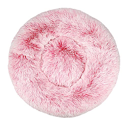 Chickw1 Rund Hundebett für Hunde und Katzen, Warm Weich Katzenbett Donut Plüsches Bett, Waschbar rutschfest Base Haustierbett für Kleine, Mittelgroße und Große Hunde (Farbverlauf rosa,100CM) von Chickwing