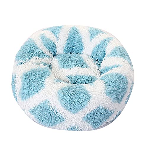 Chickw1 Rund Hundebett für Hunde und Katzen, Warm Weich Katzenbett Donut Plüsches Bett, Waschbar rutschfest Base Haustierbett für Kleine, Mittelgroße und Große Hunde (Geometrisch blau,110CM) von Chickwing