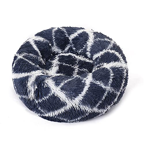 Chickw1 Rund Hundebett für Hunde und Katzen, Warm Weich Katzenbett Donut Plüsches Bett, Waschbar rutschfest Base Haustierbett für Kleine, Mittelgroße und Große Hunde (Geometrische Marine,70CM) von Chickwing