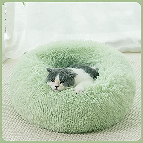 Chickw1 Rund Hundebett für Hunde und Katzen, Warm Weich Katzenbett Donut Plüsches Bett, Waschbar rutschfest Base Haustierbett für Kleine, Mittelgroße und Große Hunde (Grün,50CM) von Chickwing