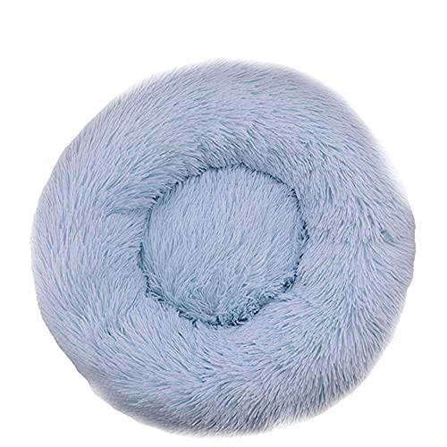 Chickw1 Rund Hundebett für Hunde und Katzen, Warm Weich Katzenbett Donut Plüsches Bett, Waschbar rutschfest Base Haustierbett für Kleine, Mittelgroße und Große Hunde (Hellblau,100CM) von Chickwing