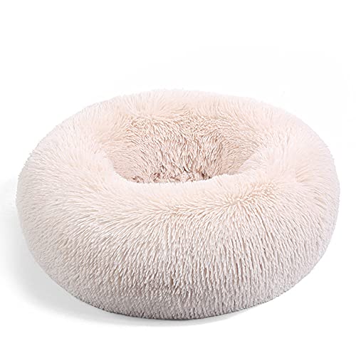 Chickw1 Rund Hundebett für Hunde und Katzen, Warm Weich Katzenbett Donut Plüsches Bett, Waschbar rutschfest Base Haustierbett für Kleine, Mittelgroße und Große Hunde (Hellbraun,100CM) von Chickwing