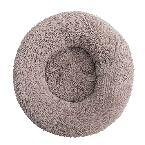 Chickw1 Rund Hundebett für Hunde und Katzen, Warm Weich Katzenbett Donut Plüsches Bett, Waschbar rutschfest Base Haustierbett für Kleine, Mittelgroße und Große Hunde (Hellbraun,120CM) von Chickwing