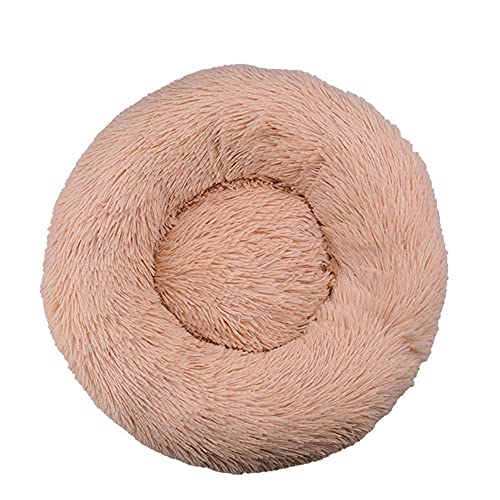 Chickw1 Rund Hundebett für Hunde und Katzen, Warm Weich Katzenbett Donut Plüsches Bett, Waschbar rutschfest Base Haustierbett für Kleine, Mittelgroße und Große Hunde (Helle Aprikose,90CM) von Chickwing