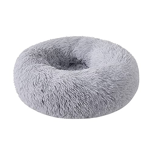 Chickw1 Rund Hundebett für Hunde und Katzen, Warm Weich Katzenbett Donut Plüsches Bett, Waschbar rutschfest Base Haustierbett für Kleine, Mittelgroße und Große Hunde (Hellgrau,110CM) von Chickwing