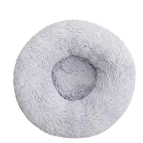 Chickw1 Rund Hundebett für Hunde und Katzen, Warm Weich Katzenbett Donut Plüsches Bett, Waschbar rutschfest Base Haustierbett für Kleine, Mittelgroße und Große Hunde (Hellgrau,110CM) von Chickwing