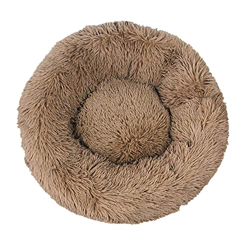 Chickw1 Rund Hundebett für Hunde und Katzen, Warm Weich Katzenbett Donut Plüsches Bett, Waschbar rutschfest Base Haustierbett für Kleine, Mittelgroße und Große Hunde (Khaki,100CM) von Chickwing