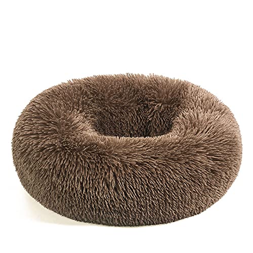 Chickw1 Rund Hundebett für Hunde und Katzen, Warm Weich Katzenbett Donut Plüsches Bett, Waschbar rutschfest Base Haustierbett für Kleine, Mittelgroße und Große Hunde (Khaki,120CM) von Chickwing