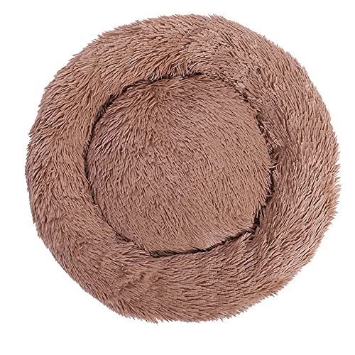 Chickw1 Rund Hundebett für Hunde und Katzen, Warm Weich Katzenbett Donut Plüsches Bett, Waschbar rutschfest Base Haustierbett für Kleine, Mittelgroße und Große Hunde (Khaki,120CM) von Chickwing