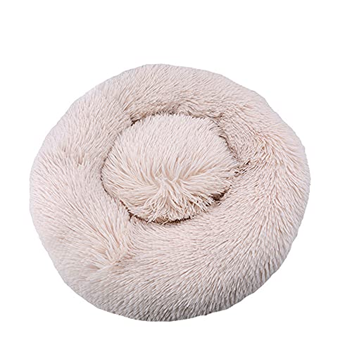 Chickw1 Rund Hundebett für Hunde und Katzen, Warm Weich Katzenbett Donut Plüsches Bett, Waschbar rutschfest Base Haustierbett für Kleine, Mittelgroße und Große Hunde (Khaki,90CM) von Chickwing