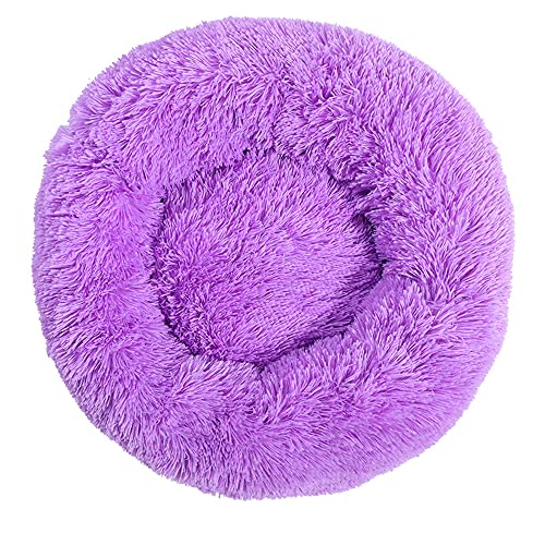 Chickw1 Rund Hundebett für Hunde und Katzen, Warm Weich Katzenbett Donut Plüsches Bett, Waschbar rutschfest Base Haustierbett für Kleine, Mittelgroße und Große Hunde (Lila,100CM) von Chickwing