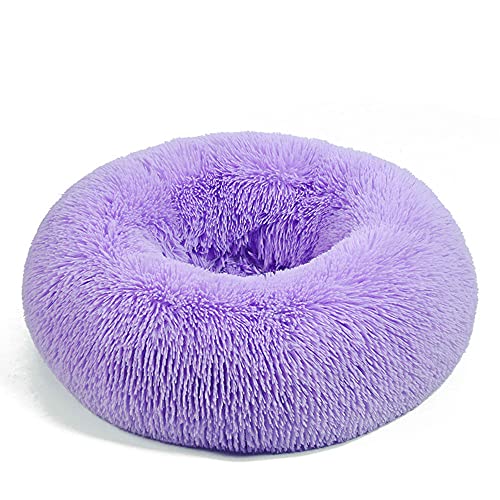 Chickw1 Rund Hundebett für Hunde und Katzen, Warm Weich Katzenbett Donut Plüsches Bett, Waschbar rutschfest Base Haustierbett für Kleine, Mittelgroße und Große Hunde (Lila,120CM) von Chickwing